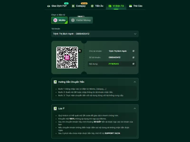 Gửi tiền FO88 qua ví điện tử 