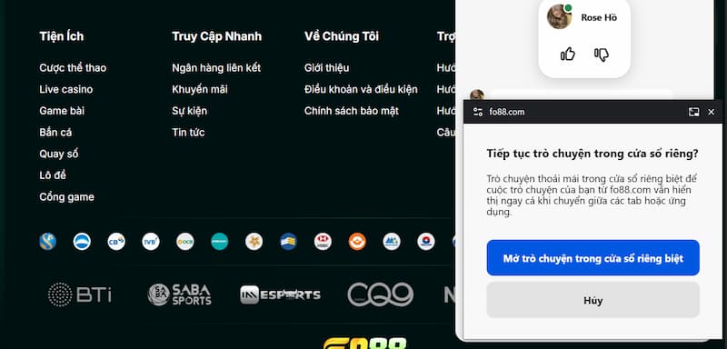 Live chat nhà cái FO88 