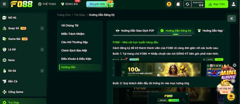 Đại lý 3 Thủ tục đăng ký đối tác FO88