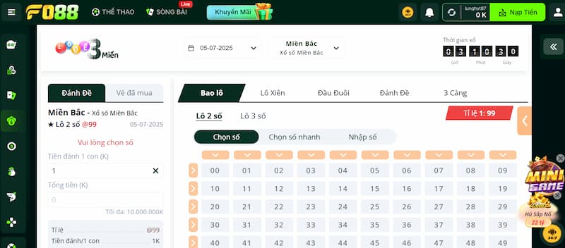 Đánh lô tại nhà cái FO88